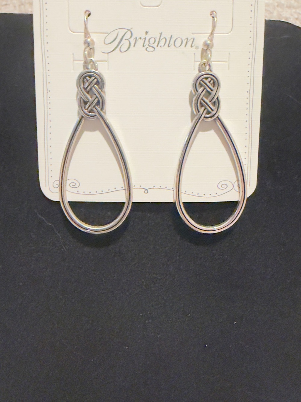 Brighton Silver Knot Teardrop Dangle Earrings NWT